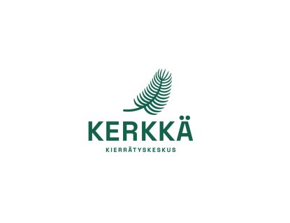 Kerkkä-kierrätysmyymälän logo: vektorikuva kerkästä ja teksti Kerkkä kierrätyskeskus