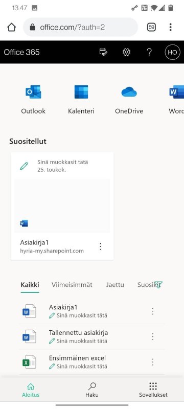 7. Onnistunut kirjautuminen näyttää suunnilleen tältä.