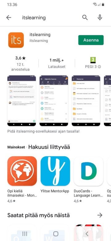 Kirjoita hakukenttään itslearning