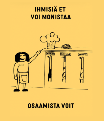 Piirroshahmoja moniosaaja-teeman ympärillä