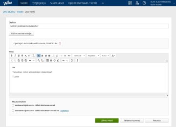 Vastaanottajan valitseminen Viestit-valikossa