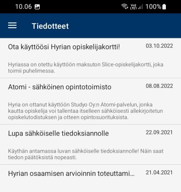 Wilman mobiilisovelluksen Tiedotteet-osio